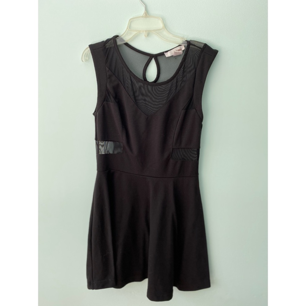 Black mesh short sleeve dress